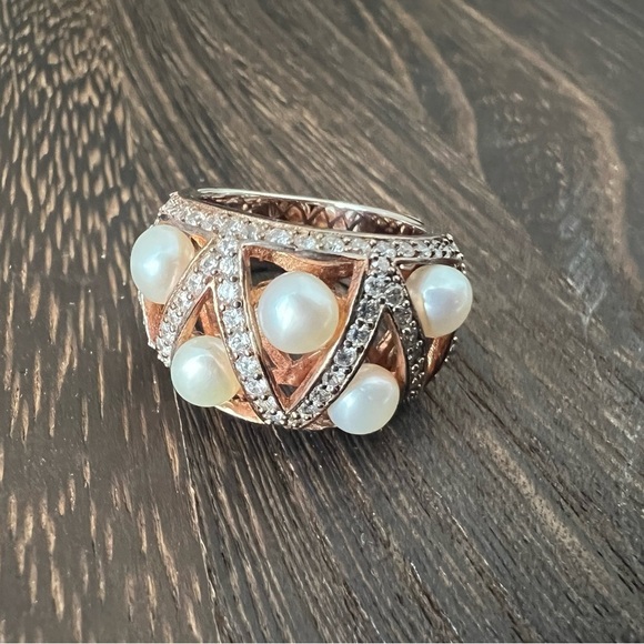 Beautiful Stauer Cultured Freshwater Pearl & 925 Ring Size 6 B5 - Picture 4 of 5